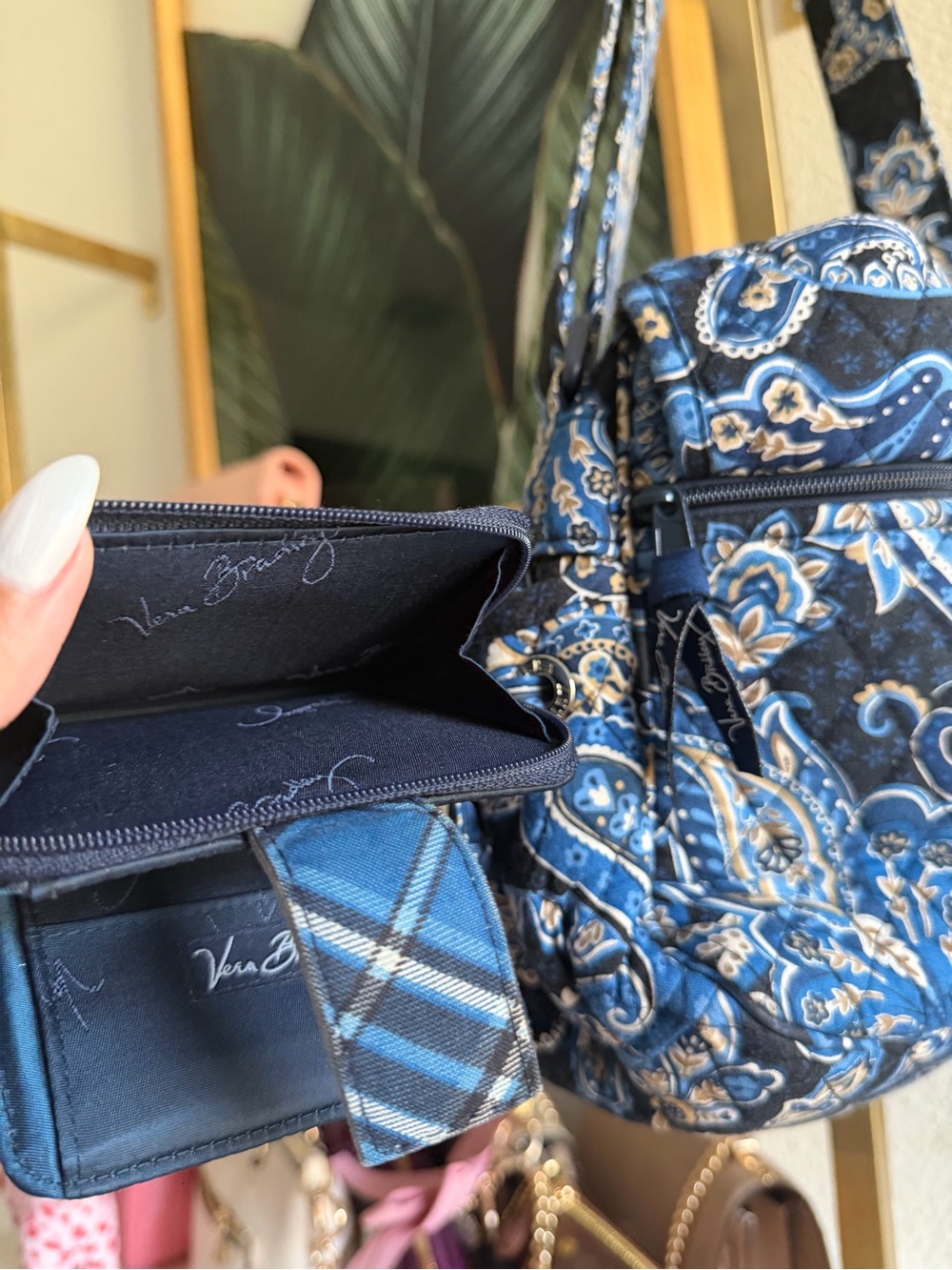 💙 Vera Bradley Blue Paisley Quilted Crossbody Bag Wallet Set - Picture 11 of 17